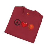 Peace, Love, Basketball Unisex T-Shirt