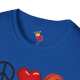 Peace, Love, Basketball Unisex T-Shirt