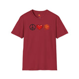 Peace, Love, Basketball Unisex T-Shirt