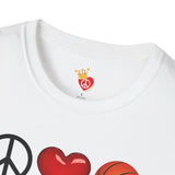 Peace, Love, Basketball Unisex T-Shirt