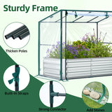Ohuhu Raised Garden Bed with Cover Outdoor, 4x2x1 FT Galvanized Metal Planter Box with PVC Greenhouse Cover, Protects Plants from Frost Birds Insects, 3-in-1 Gardening Set for Vegetable Flower Herb