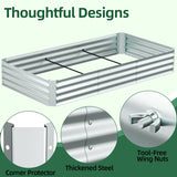 Ohuhu Raised Garden Bed with Cover Outdoor, 4x2x1 FT Galvanized Metal Planter Box with PVC Greenhouse Cover, Protects Plants from Frost Birds Insects, 3-in-1 Gardening Set for Vegetable Flower Herb