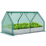 Ohuhu Raised Garden Bed with Cover Outdoor, 4x2x1 FT Galvanized Metal Planter Box with PVC Greenhouse Cover, Protects Plants from Frost Birds Insects, 3-in-1 Gardening Set for Vegetable Flower Herb