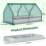 Ohuhu Raised Garden Bed with Cover Outdoor, 4x2x1 FT Galvanized Metal Planter Box with PVC Greenhouse Cover, Protects Plants from Frost Birds Insects, 3-in-1 Gardening Set for Vegetable Flower Herb