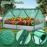 Ohuhu Raised Garden Bed with Cover Outdoor, 4x2x1 FT Galvanized Metal Planter Box with PVC Greenhouse Cover, Protects Plants from Frost Birds Insects, 3-in-1 Gardening Set for Vegetable Flower Herb