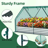 Ohuhu Raised Garden Bed with Cover Outdoor, 4x2x1 FT Galvanized Metal Planter Box with PVC Greenhouse Cover, Protects Plants from Frost Birds Insects, 3-in-1 Gardening Set for Vegetable Flower Herb