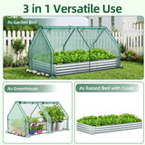 Ohuhu Raised Garden Bed with Cover Outdoor, 4x2x1 FT Galvanized Metal Planter Box with PVC Greenhouse Cover, Protects Plants from Frost Birds Insects, 3-in-1 Gardening Set for Vegetable Flower Herb